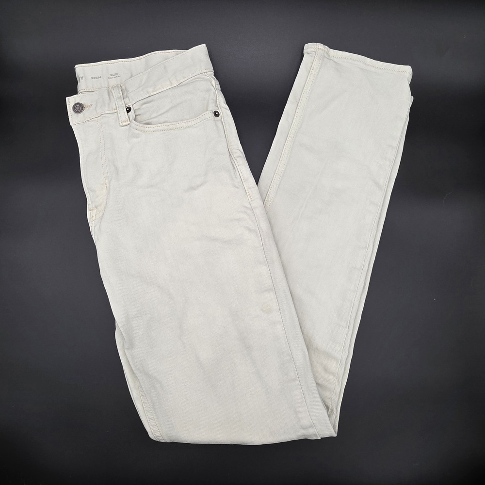 Old Navy Mens Slim Built-in Tough Straight Leg White Jeans 32x34 Painter Work